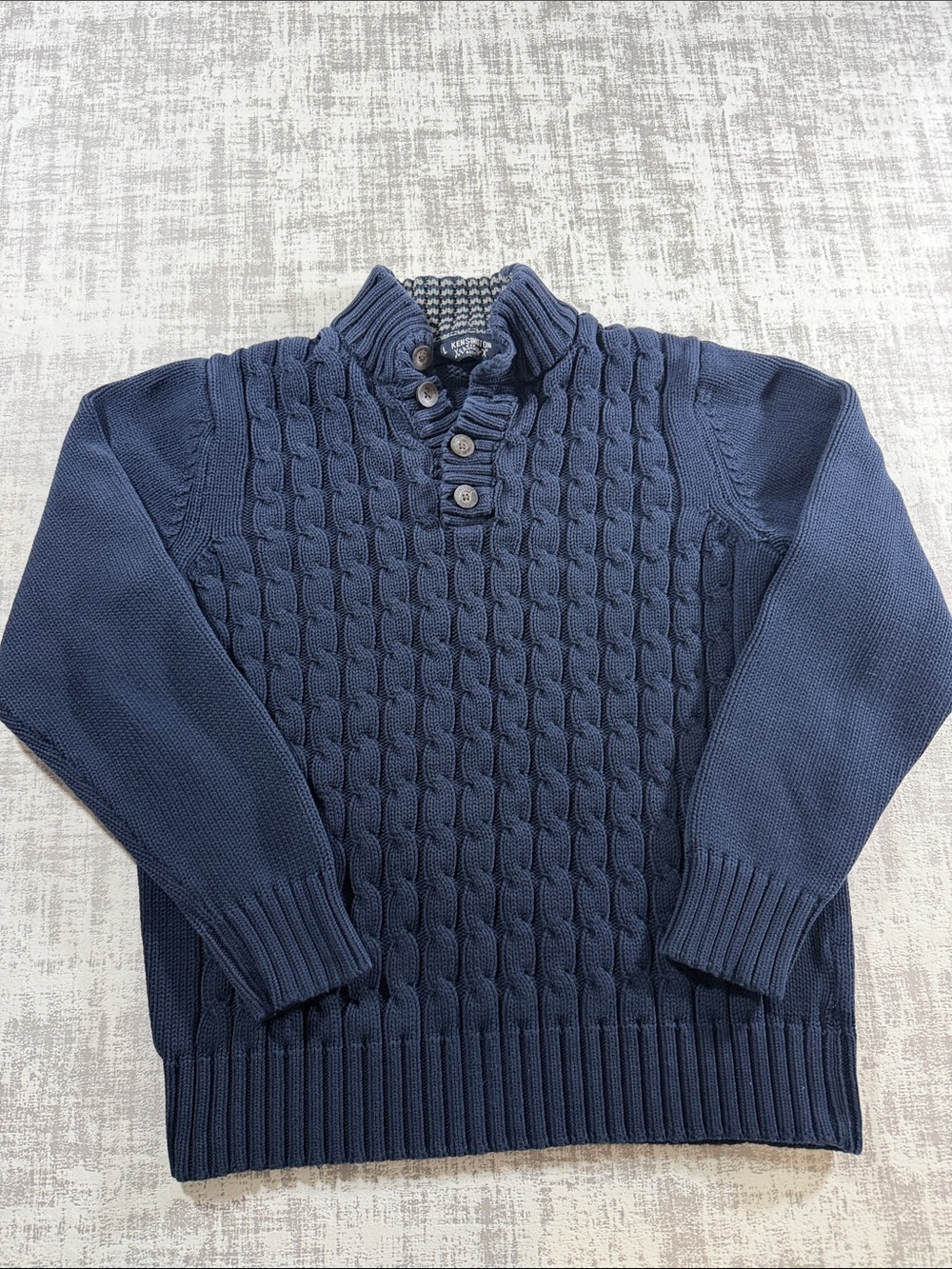Kensington East side Men's Classic Cable Knit Button Turtleneck Sweater 23.5X20
